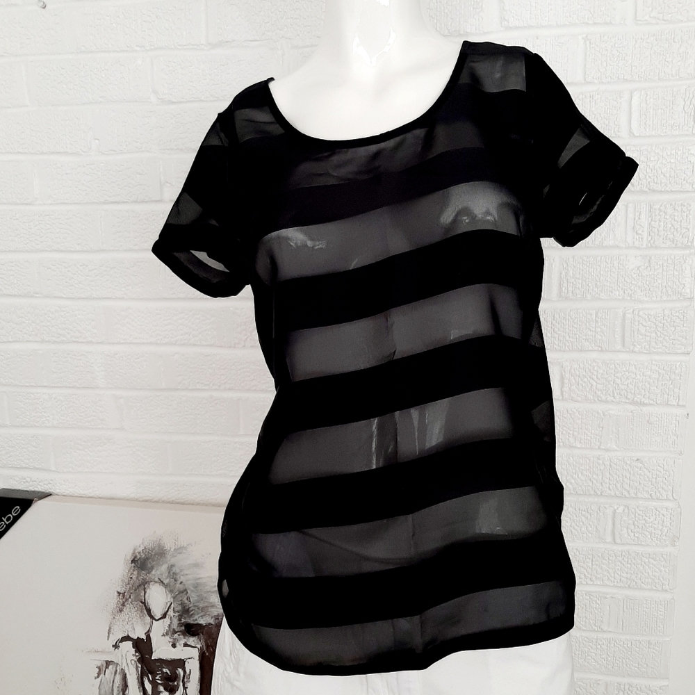 Sheer striped T-shirt